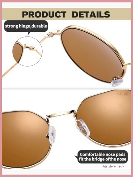 Metal Frame Round Sunglasses with Glass Lens UV Protection main image 5